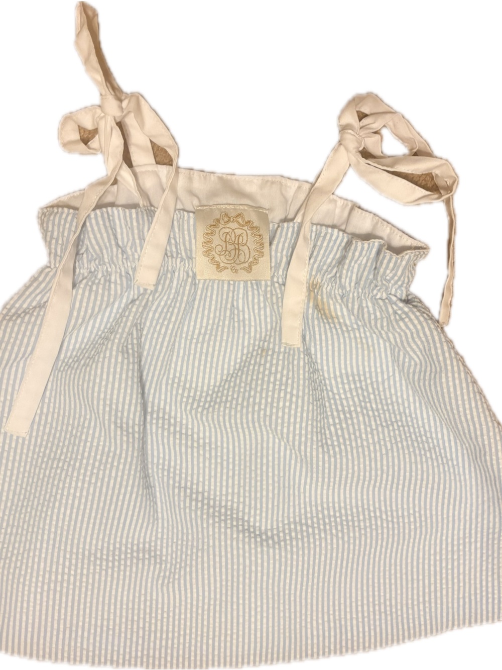 The Beaufort Bonnet Company Light Blue and Cream Seersucker Shorts